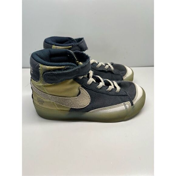 Nike Blazer Mid ‘77 Kids 12C  Navy/White/Gray Hook And Loop DH9822-400 (L12) - Picture 3 of 10